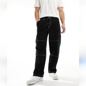 WILD FABLE Black Straight Leg‎ Jeans Super High Rise Baggy Jeans Emo 24R Pockets